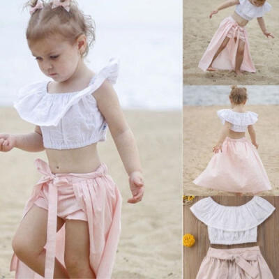 

2018 Newest Kids Baby Girl Clothing T-Shirt Skirt Short Set Summer Tutu Dress Outfits