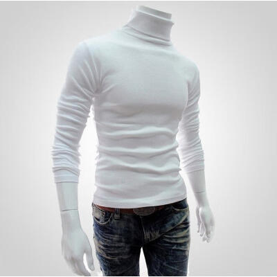 

Winter Top Men Slim Warm Cotton High Neck Pullover Jumper Sweater Top Turtleneck