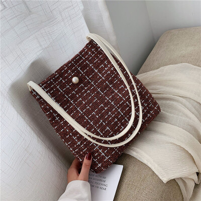 

Fashiins casual knitting big bag new 2019 Korean style womens bag popular hand-held single-shoulder bag