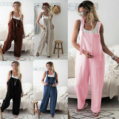 

Women Dungarees Harem Strap Pant Loose Jumpsuit Baggy Trousers Overalls