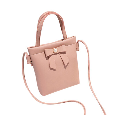 

Tailored Women Solid Color Bow Shoulder Bag Messenger Bag Coin Bag Phone Bag Black