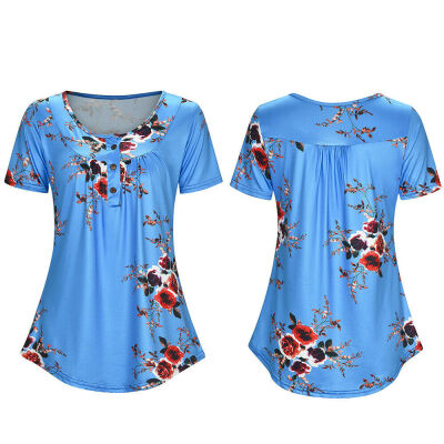 

Women Loose Long Sleeve V Neck Chiffon Casual Floral Blouse Shirt Tops Blouse US