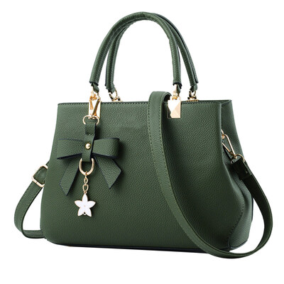 

Solid Color Bow Zipper Faux Leather Women Tote Handbag Crossbody Shoulder Bag