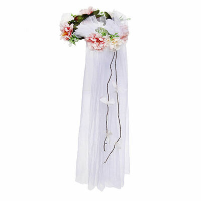 

Bridal Veil Flower Head Bands Wreath Crown Floral Garland Headwdress Wedding