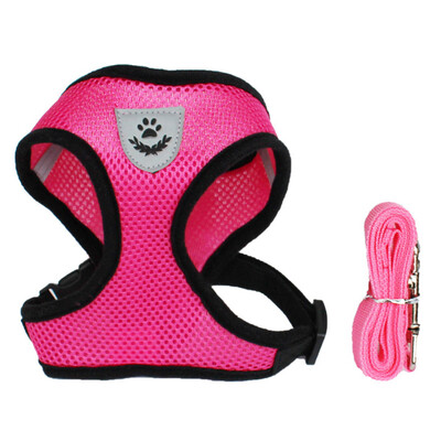 

4 Color Mesh Chest Pet Dog Cat Adjustable Harness Vest Collar Leash For Large Medium Small Dog Outdoor Pet Accessories  M L Xl