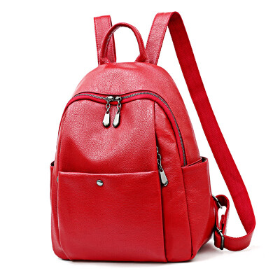 

Fashion leather backpack women fashion retro casual large-capacity travel bag simple