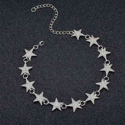 

New Fashion Crystal Stars Link Chain Choker Necklace Trendy Luxury Rhinestones Neck Collar Necklace Jewelry