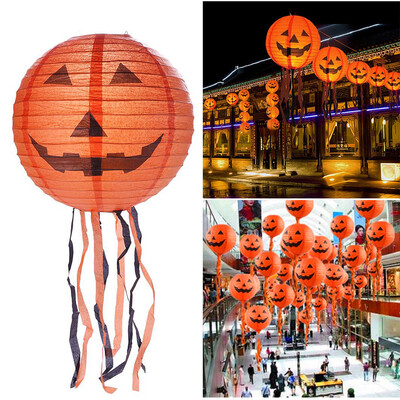 

Toponeto New Halloween Paper Pumpkin Hanging Lantern DIY Holiday Party Decor Scary A