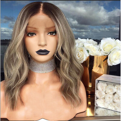 

〖Follure〗Sexy Curly Wave Wavy Mix Colors Wigs Black Women Short Lace Front Wig 18 Inch