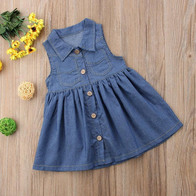 

Flower Baby Girl Princess Dress Kids Party Wedding Pageant Denim Dresses Clothes