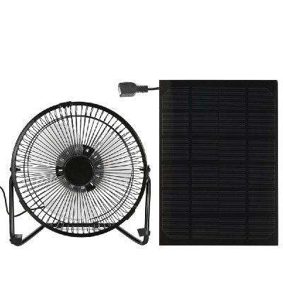 

Black Solar Panel PoweredUSB Iron Fan Outdoor Traveling Fishing Home Office Camping Hiking Picnic Barbecue Cooling Ventilation Ca