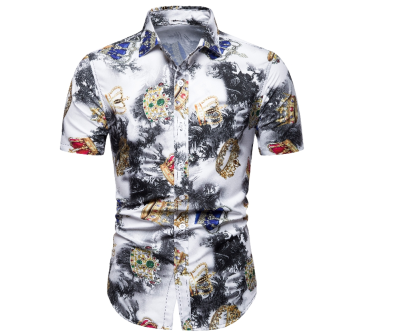 

Mens Summer Casual Floral Plaid Short Sleeve Lapel Shirts T-Shirt Tops blouse