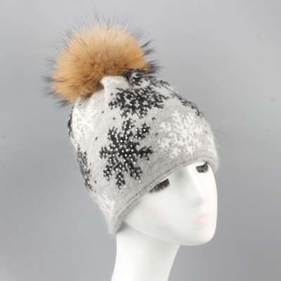 

Tailored Women Winter Snowflake Wool Knit Hat Beanie Warm Cap