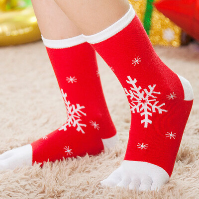 

Gobestart Christmas Unisex Print Multicolor Toe Socks Five Finger Socks Cotton Funny Socks