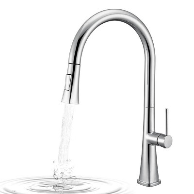 

High Arc Pull Out Faucets Bathroom Kitchen Sink Basin Faucets Pull Down Sprayer Ceramic Valve Core Brush Nickel Finished Water Tap