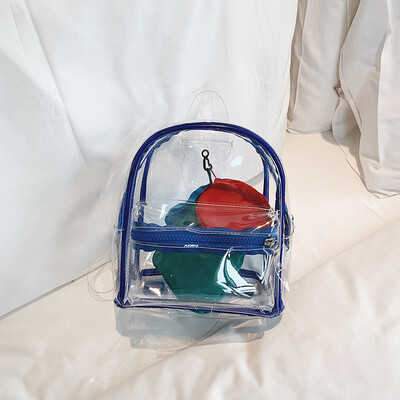 

Tailored Fashion Lady Transparent Jelly Candy Color Built-In Wallet Backpack 4 Piece Set