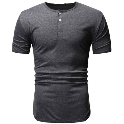 

Toponeto Mens Short Sleeve Solid Comfortable Buttons Casual Slim T-Shirt Sport Tops