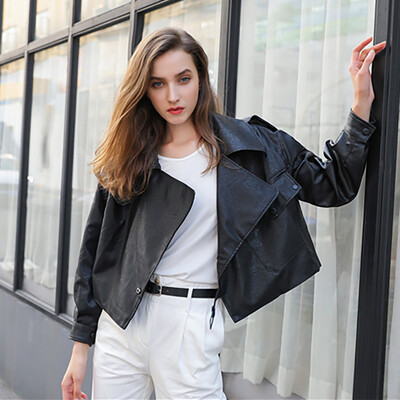 

Toponeto Winter Warm Women Short Coat Leather Jacket Zipper Tops Overcoat Outwear