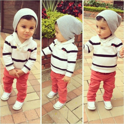 

Toddler Kids Baby Boy Striped T shirt Sweatshirt Tops Pants Clothes 2Pcs Set