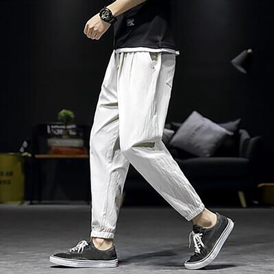 

Gobestart Mens Summer New Style Simple And Fashionable Pure Cotton And Linen Trousers