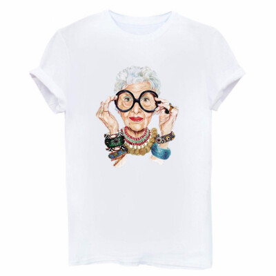 

Summer Tumblr Old Women Print T Shirt Women Cotton O-neck Short Sleeve Tops For Women Kawaii Tshirt