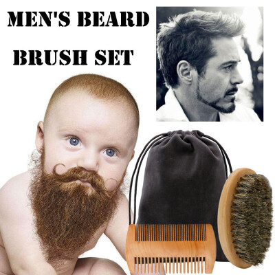 

Toponeto Beard Brush Beard Comb Kit For Men Beard Mustache Wood Handle Barber Tool Set