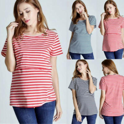 

Women Pregnant Maternity Clothes Nursing Tops Short Sleeve Breastfeeding T-Shirt