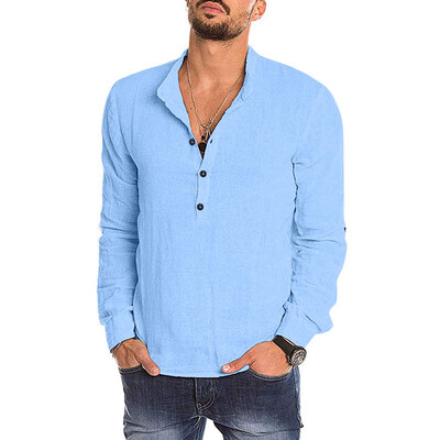 

Toponeto Fashion Mens Casual Solid Long Sleeve V-neck T Shirts Tops Blouses
