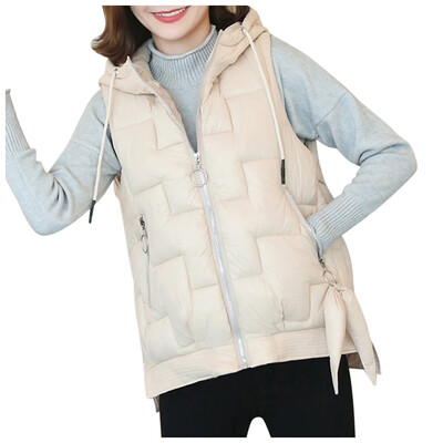 

Toponeto Women Solid Short Outerwear Cotton Jackets Pocket Loose Hooded Vest Coats