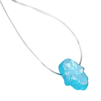 

Hamsa Hand of Fatima Pendant Transparent Chain Collar Necklace Women Jewelry