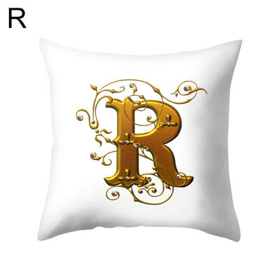 

26 Golden A to Z Alphabet Flower Soft Pillow Case Cushion Cover Home Sofa Decor