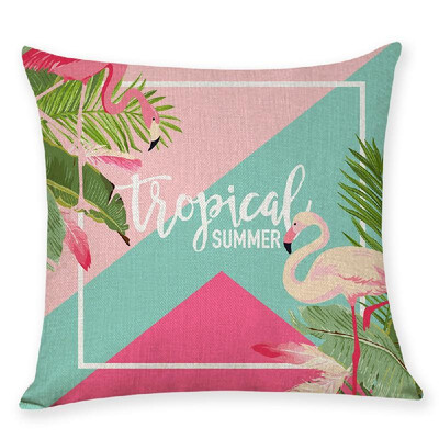 

Flamingo Pillowcase Pillow Cover Cartoon Sofa Cushion Case Protector 45x45CM Without Core