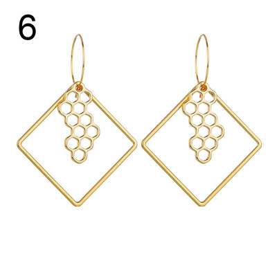 

Fashion Women Hollow Square Bee Cherry Rose Long Dangle Hoop Earrings Jewelry
