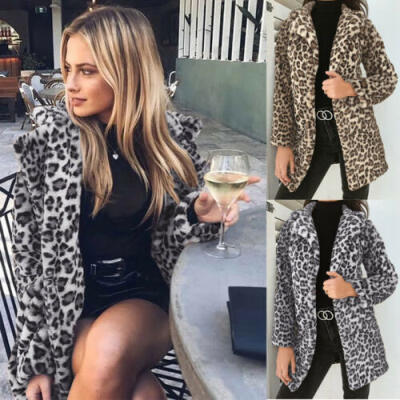 

Fashion Women Leopard Winter Warm Faux Fur Coat Cardigan Outwear Coat Jacket
