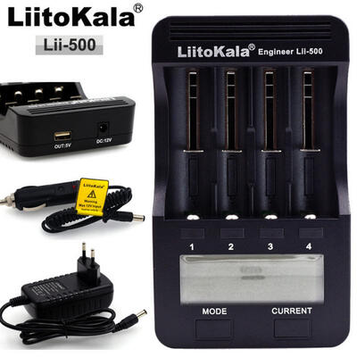 

LiitoKala Lii-500 LCD 18650 26650 16340 14500 10440 18500 Battery Charger With 4 Slots Design