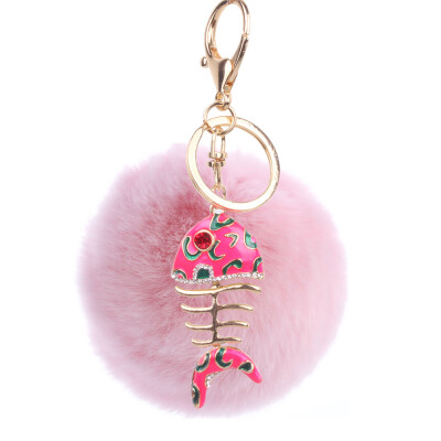 

Creative Smart Fishbone Keychain Rex Rabbit Plush Pendant Bag Mobile Phone Charm Fashion Pendant