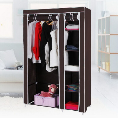 

67" Freestanding Clothes Garment Organizer Dustproof Closet Zipper Wardrobe