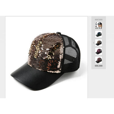 

New Women Ponytail Baseball Cap Sequins Shiny Messy Bun Snapback Hats Sun Caps