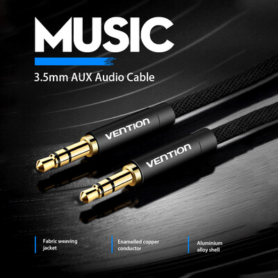 

VENTION 35mm AUX Audio Cable Car-mounted Male to Male HiFi Cable Stereo Audio Cable with Fabric Weaving for Phone PC Speaker MP3