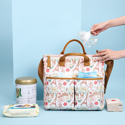 

Ninth City VNINE handbag lady multi-function large capacity can be loaded tablet bag printing pattern Mummy bag VB9BV13869J pink