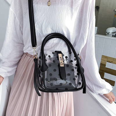 

Summer small fresh transparent jelly bag handbag 2019 new fashion handbag net red wild gas Messenger bag