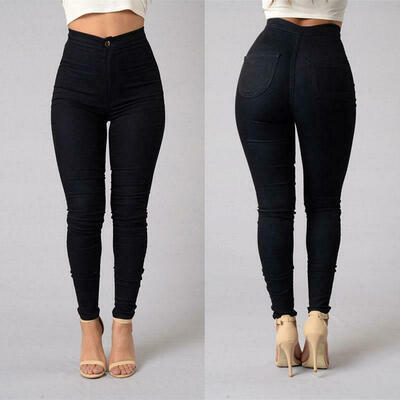 

Pencil Pants Womens Fashion Stretch Skinny Pants High Waist Solid Long Trousers