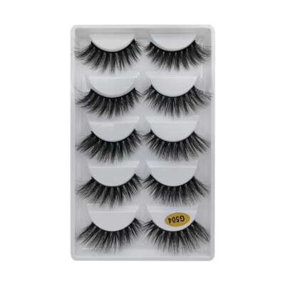 

Natural Dense Slender Curling Handmade Fake Eyelash 5Pair Mink False Eyelashes Reusable eyelash extension long makeup for beauty