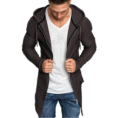 

Gobestart Men Splicing Hooded Solid Trench Coat Jacket Cardigan Long Sleeve Outwear Blouse