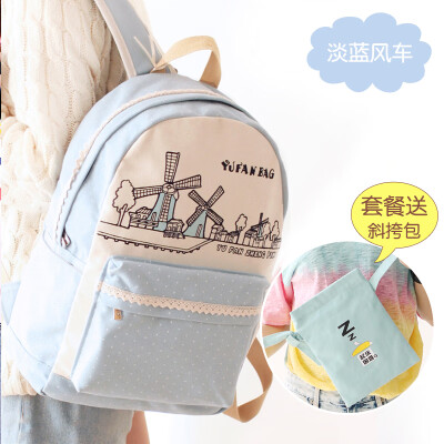 

Canvas backpack Korean girls heart travel backpack cute Mori leisure high school students schoolbag female junior high school stud