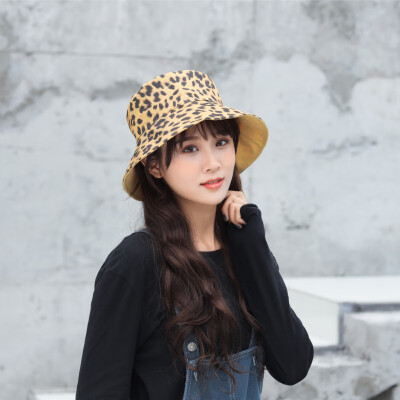 

Leopard print double-sided fisherman hat 2019 summer new cloth Hat ladies Korea Sun Hat casual Sun Hat wholesale