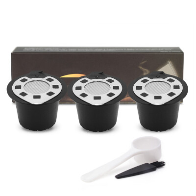 

3pcs Refillable Coffee Capsules Pod Filter Cup Spoon Brush For Nespresso KITS US