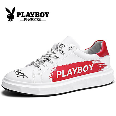 

Playboy PLAYBOY mens Korean version of the tie wild trend casual shoes low to help CX39493 white red 41