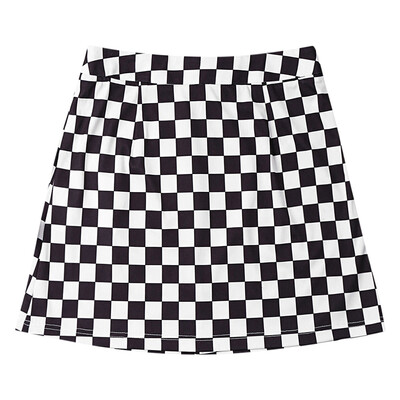

High Waist Checkered Print Zipper Women Skirt