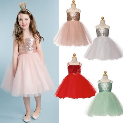 

Pageant Princess Baby Girls Sequins Party Dress Bridesmaid Gown Formal Dresses Clothes